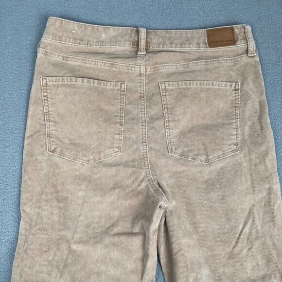 AMERICAN EAGLE WOMEN'S SIZE 10 BEIGE SUPER HI-RISE FLARE CORDUROY CHINO PANTS - Picture 11 of 15